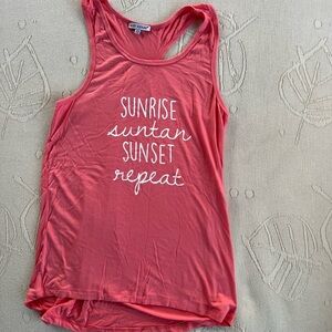 Coral Graphic Racerback Tank Top - Sunny Script